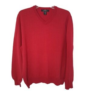 Daniel Bishop V Neck Pullover Sweater 100% Fine Merino Wool XL Holiday Casual